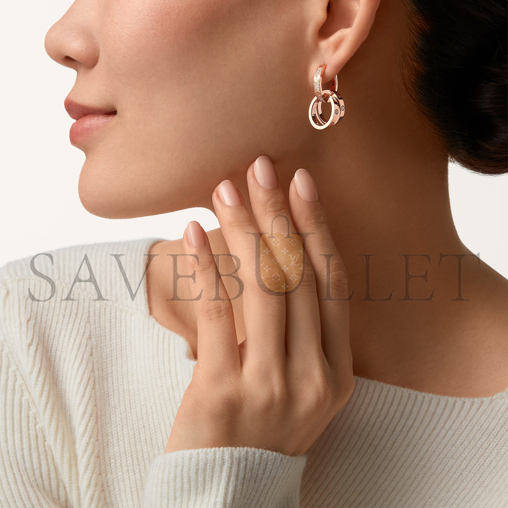 Ca*t*er love rose gold earrings, transformable, semi-paved n8515240